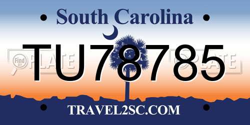 TU78785 South Carolina License Plate