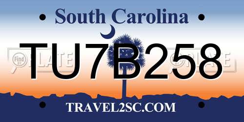 TU7B258 South Carolina License Plate