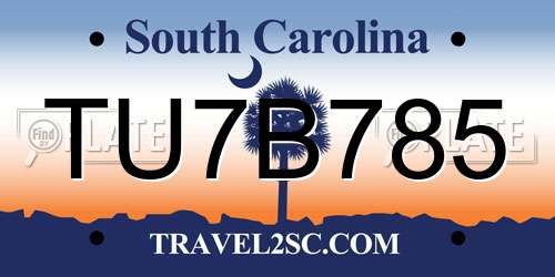 TU7B785 South Carolina License Plate