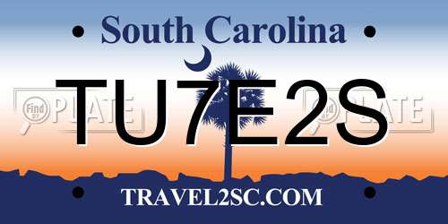 TU7E2S South Carolina License Plate