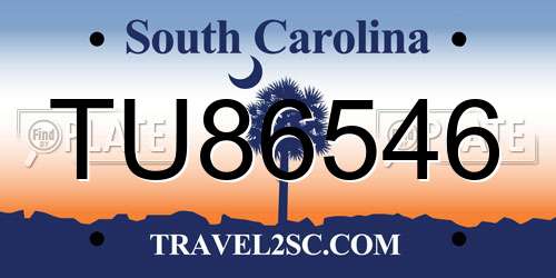 TU86546 South Carolina License Plate