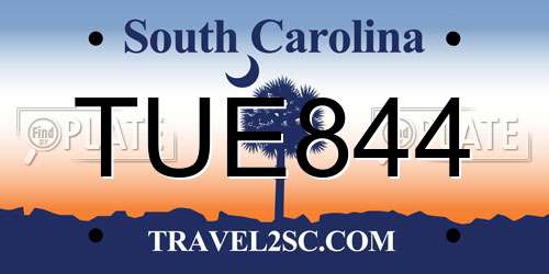 TUE844 South Carolina License Plate