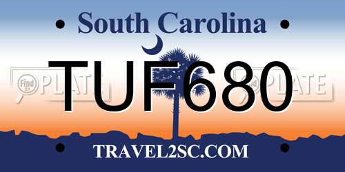 TUF680 South Carolina License Plate