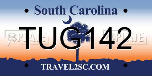 TUG142 South Carolina License Plate