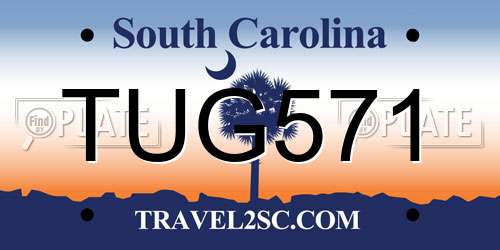 TUG571 South Carolina License Plate
