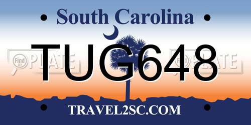 TUG648 South Carolina License Plate