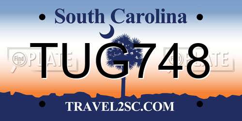 TUG748 South Carolina License Plate