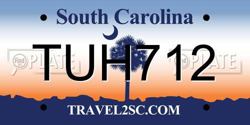 TUH712 South Carolina License Plate