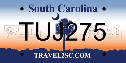 TUJ275 South Carolina License Plate