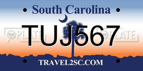 TUJ567 South Carolina License Plate