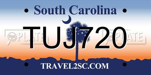 TUJ720 South Carolina License Plate