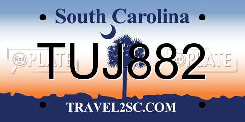 TUJ882 South Carolina License Plate