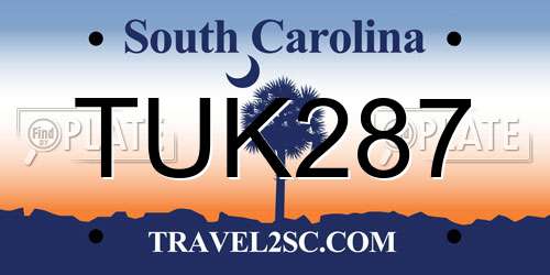TUK287 South Carolina License Plate