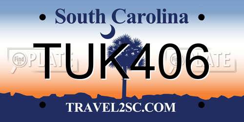 TUK406 South Carolina License Plate