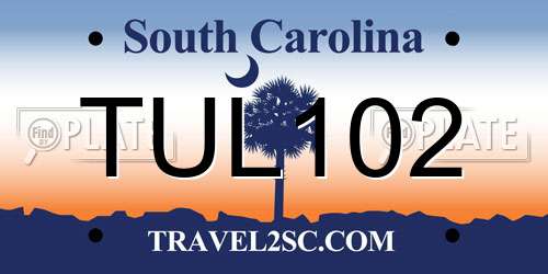 TUL102 South Carolina License Plate