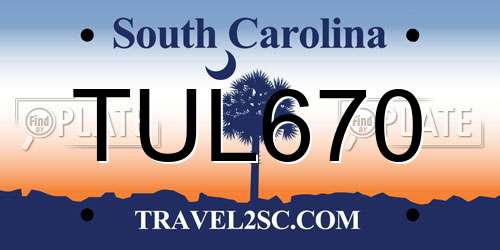 TUL670 South Carolina License Plate