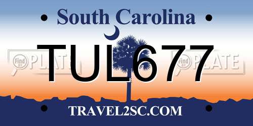 TUL677 South Carolina License Plate