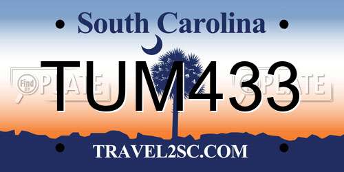 TUM433 South Carolina License Plate