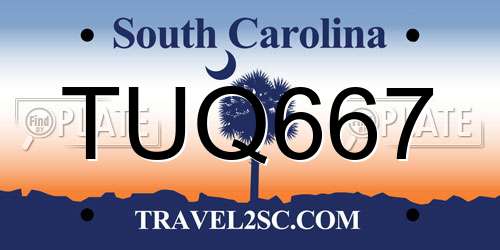 TUQ667 South Carolina License Plate