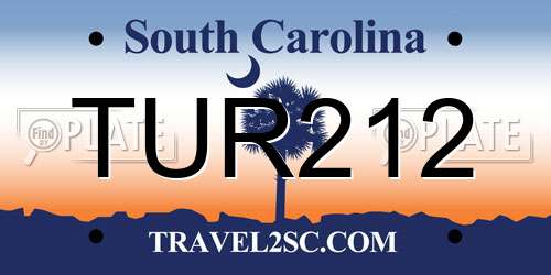 TUR212 South Carolina License Plate