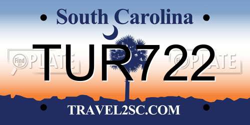 TUR722 South Carolina License Plate
