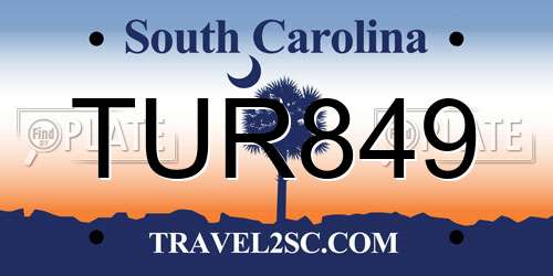 TUR849 South Carolina License Plate
