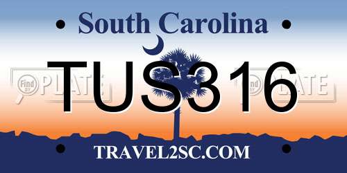 TUS316 South Carolina License Plate