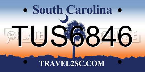 TUS6846 South Carolina License Plate
