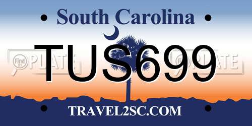 TUS699 South Carolina License Plate