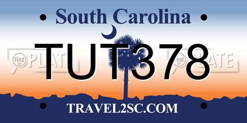 TUT378 South Carolina License Plate