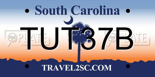 TUT37B South Carolina License Plate