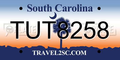 TUT8258 South Carolina License Plate