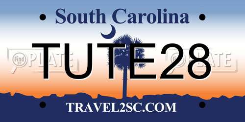 TUTE28 South Carolina License Plate