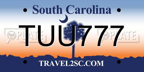 TUU777 South Carolina License Plate