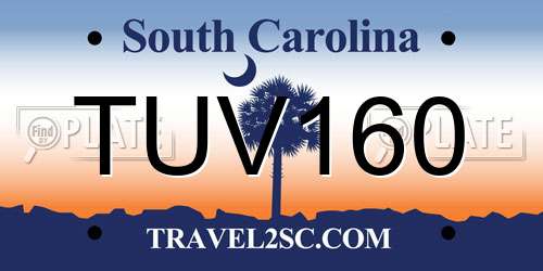 TUV160 South Carolina License Plate