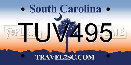 TUV495 South Carolina License Plate