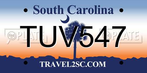 TUV547 South Carolina License Plate