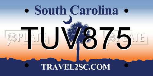 TUV875 South Carolina License Plate