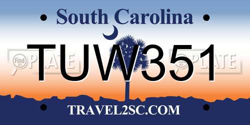 TUW351 South Carolina License Plate