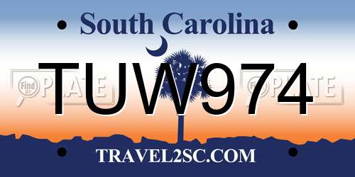 TUW974 South Carolina License Plate
