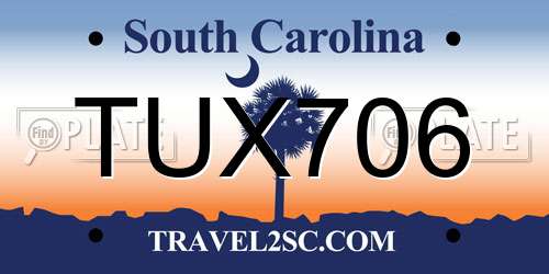 TUX706 South Carolina License Plate