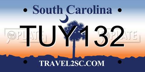 TUY132 South Carolina License Plate