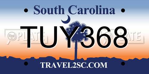TUY368 South Carolina License Plate