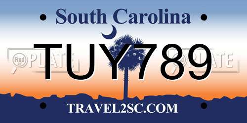 TUY789 South Carolina License Plate