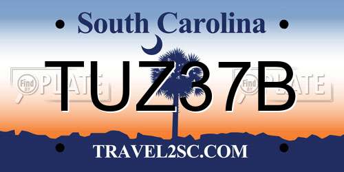 TUZ37B South Carolina License Plate