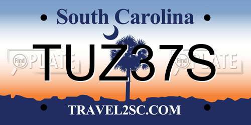 TUZ37S South Carolina License Plate
