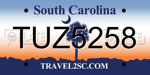TUZ5258 South Carolina License Plate