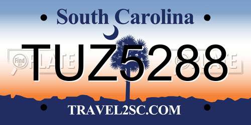 TUZ5288 South Carolina License Plate