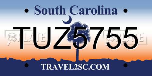 TUZ5755 South Carolina License Plate