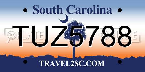 TUZ5788 South Carolina License Plate
